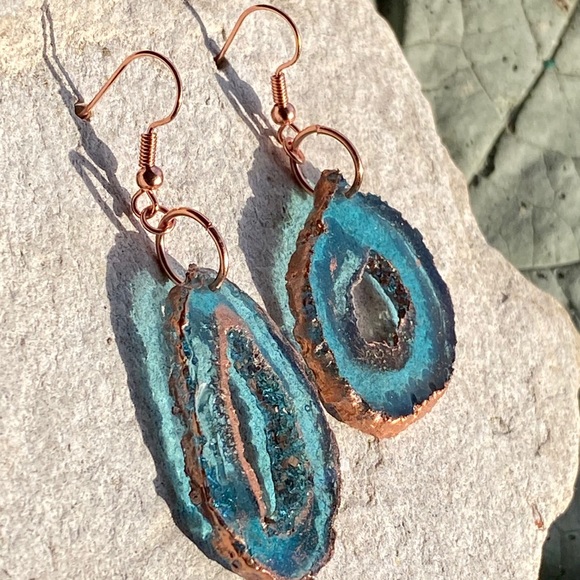 Blue agate resin jewelry set - Picture 3 of 6